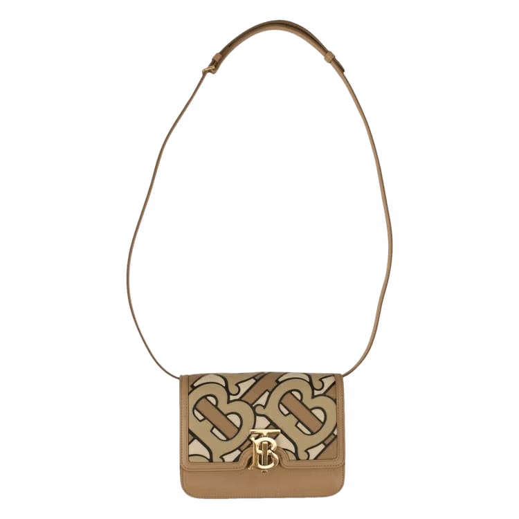 Burberry Crossbody Monogram Leather Bag Beige