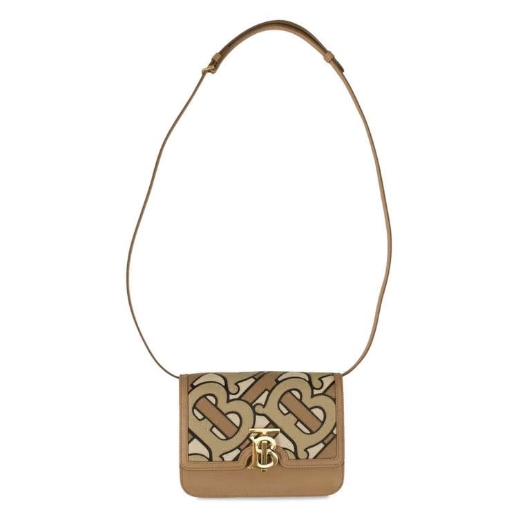 Burberry Crossbody Monogram Leather Bag Beige