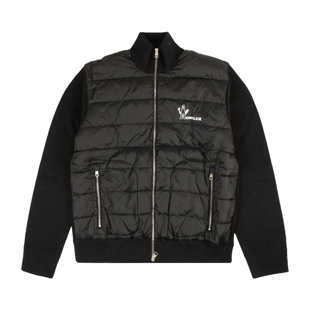 Moncler Chest Logo Padded Zip Up Sweatshirt Black