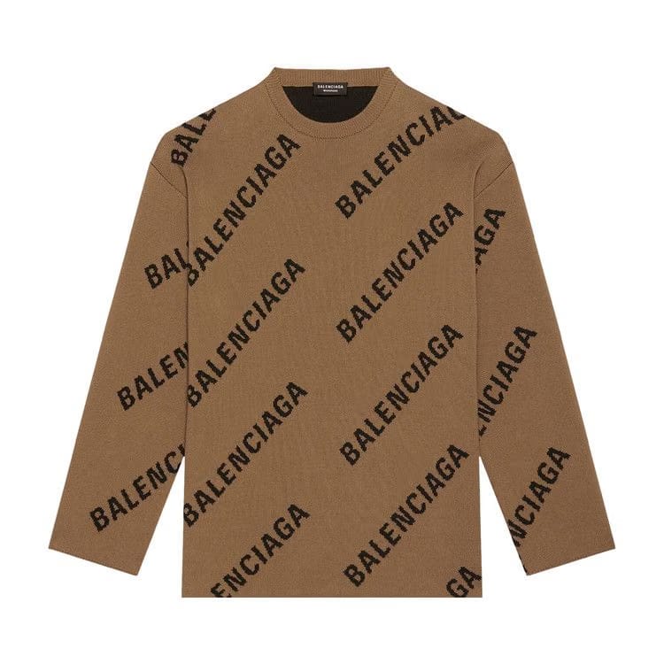 Balenciaga Allover Logo Crewneck Black
