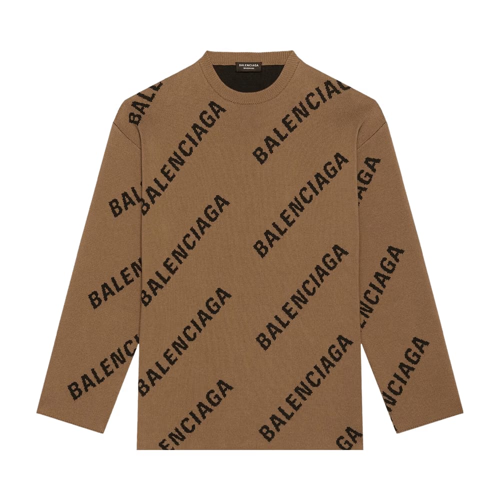 Balenciaga Allover Logo Crewneck Black
