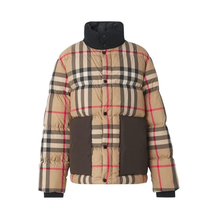 Burberry Check Recycled Polyester Puffer Jacket Archive Beige