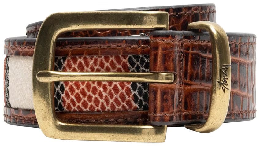 Stussy Leather Overlay Belt Cognac