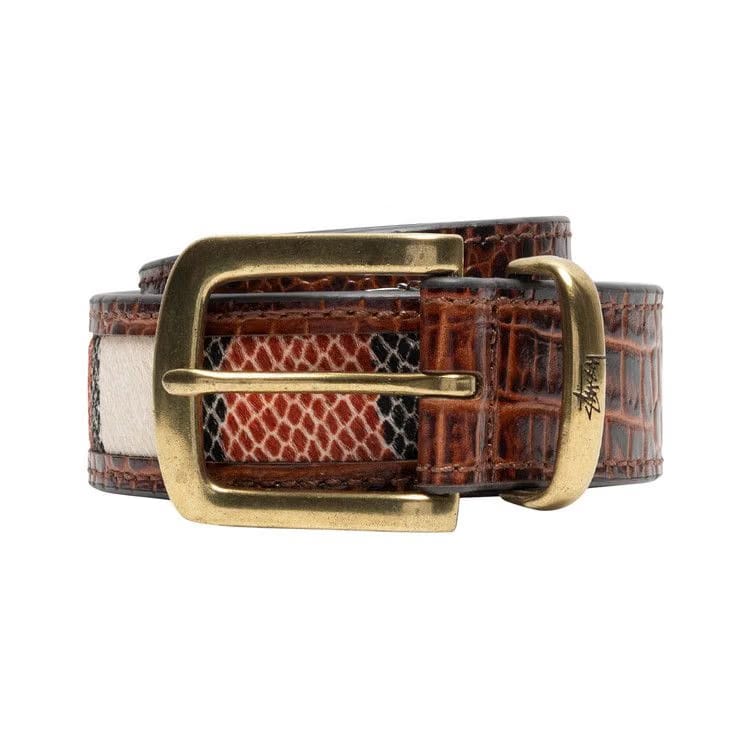 Stussy Leather Overlay Belt Cognac