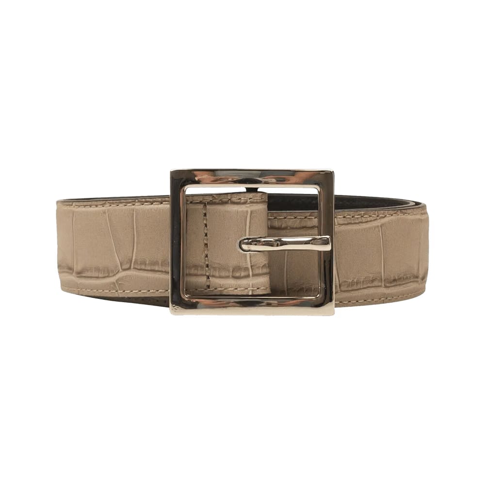 Amiri Embossed Croc Buckle Belt Beige
