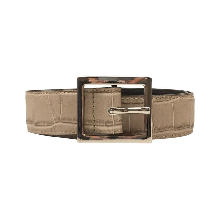 Amiri Embossed Croc Buckle Belt Beige