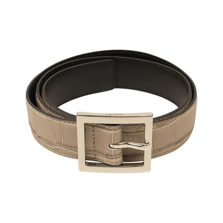 Amiri Embossed Croc Buckle Belt Beige