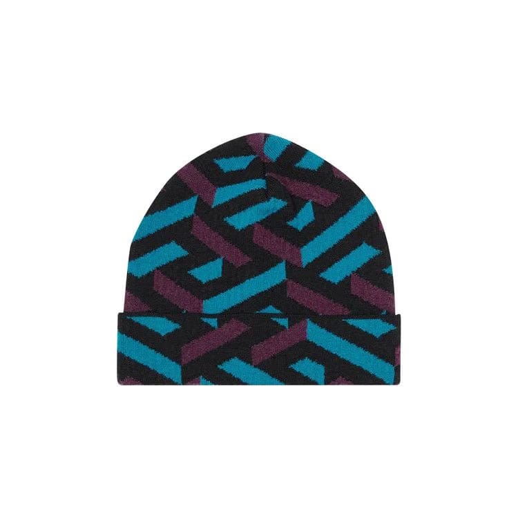 Versace La Greca Ribbed Beanie Teal/Plum