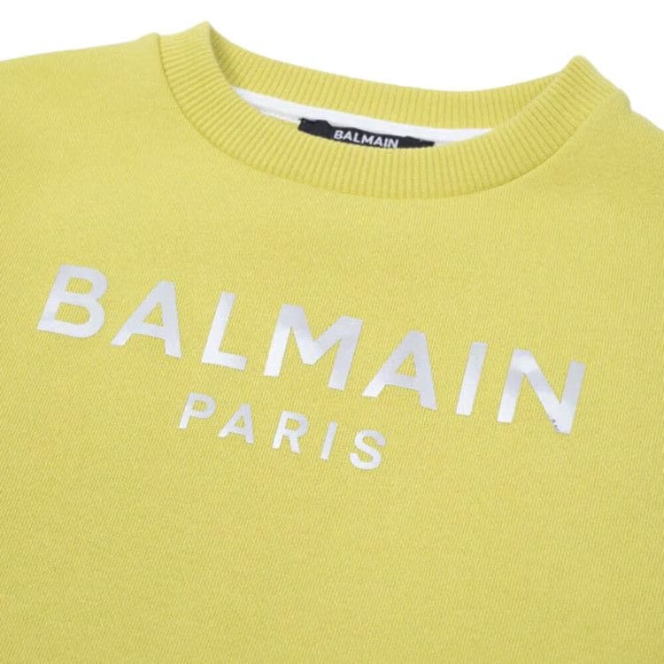 Balmain Kids Logo Printed Crewneck Sweatshirt Yellow