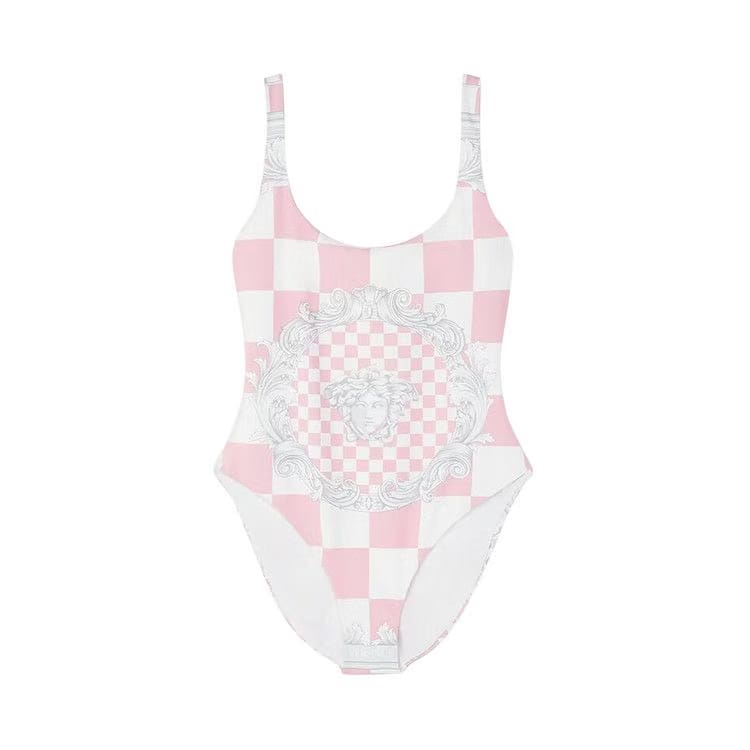 Versace One Piece Swimsuit Pastel Pink/White/Silver