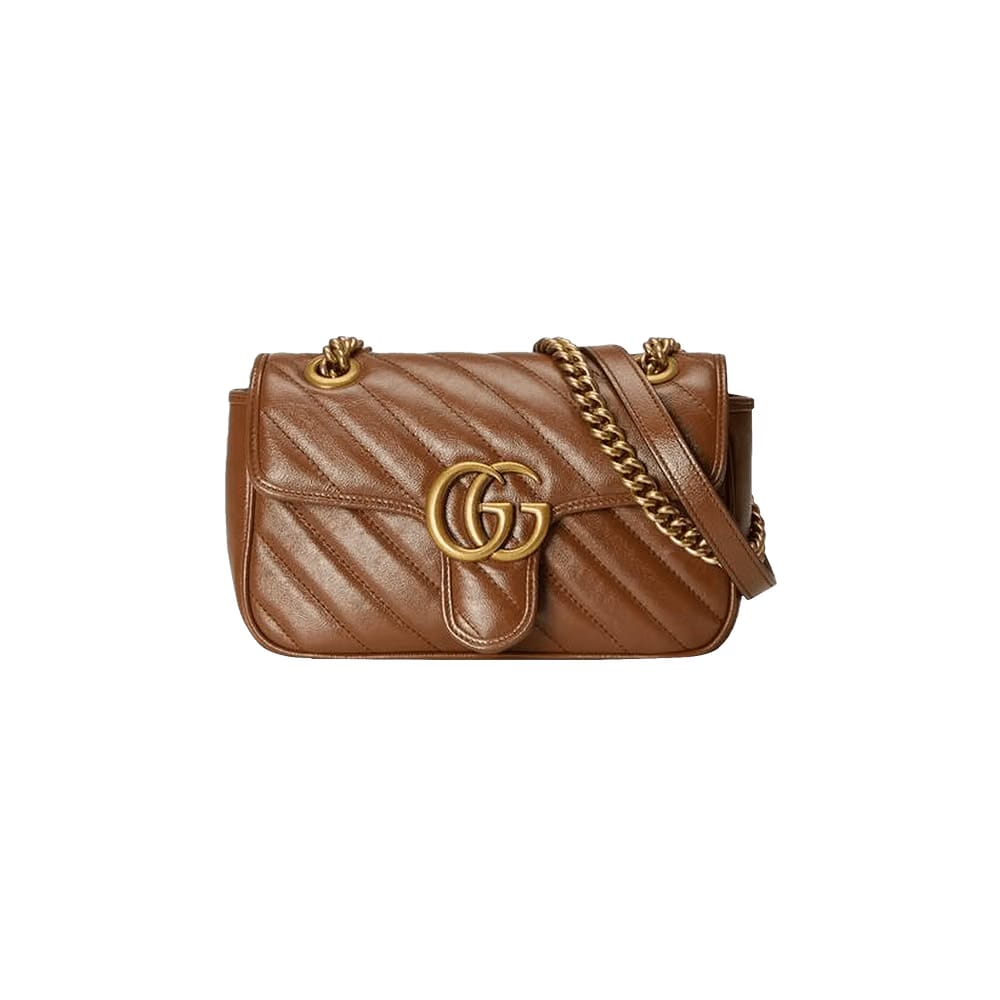 Gucci GG Marmont Mini Matelassé Shoulder Bag Brown
