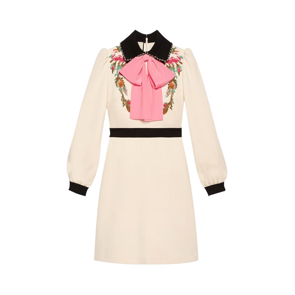 Gucci Embroidered Flower Dress White