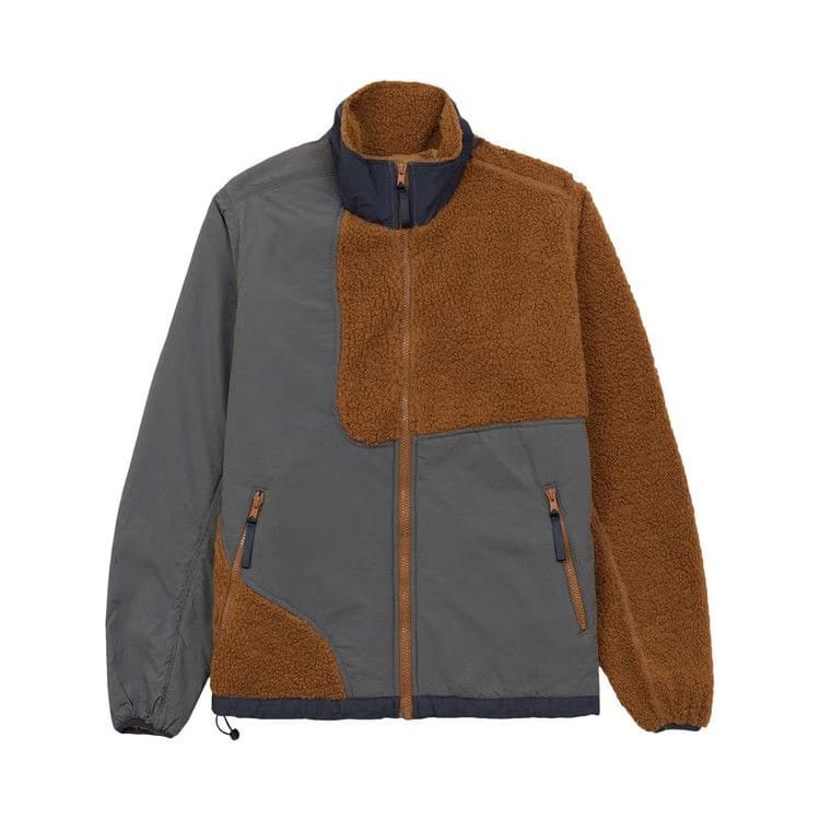 Brain Dead Paneled Sherpa Full Zip Jacket Brown