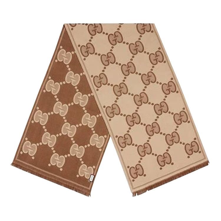 Gucci GG Wool Jacquard Scarf Beige