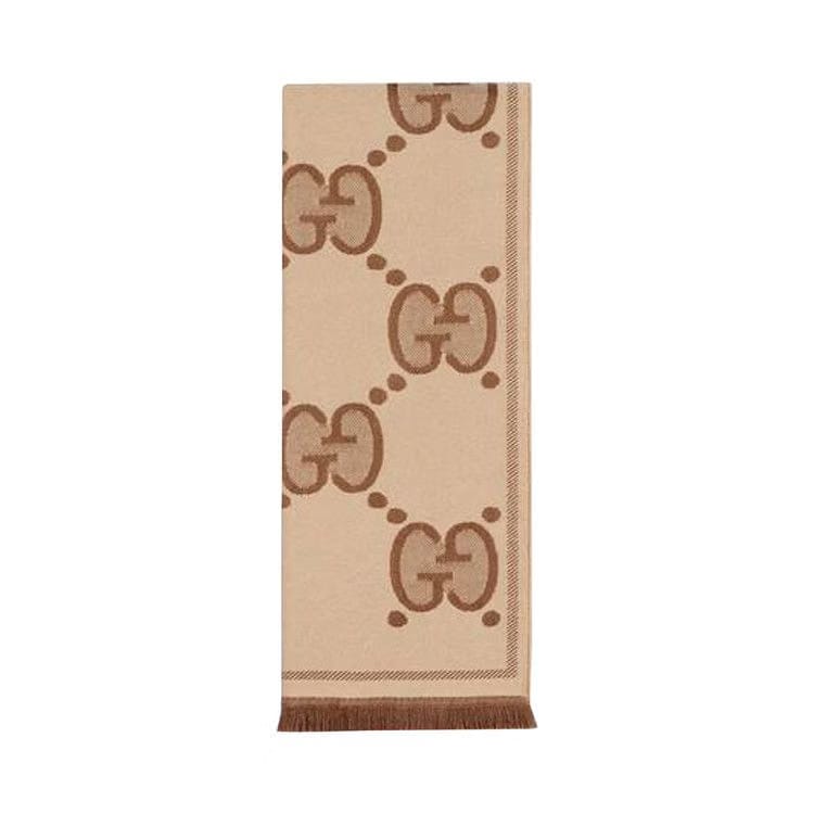 Gucci GG Wool Jacquard Scarf Beige