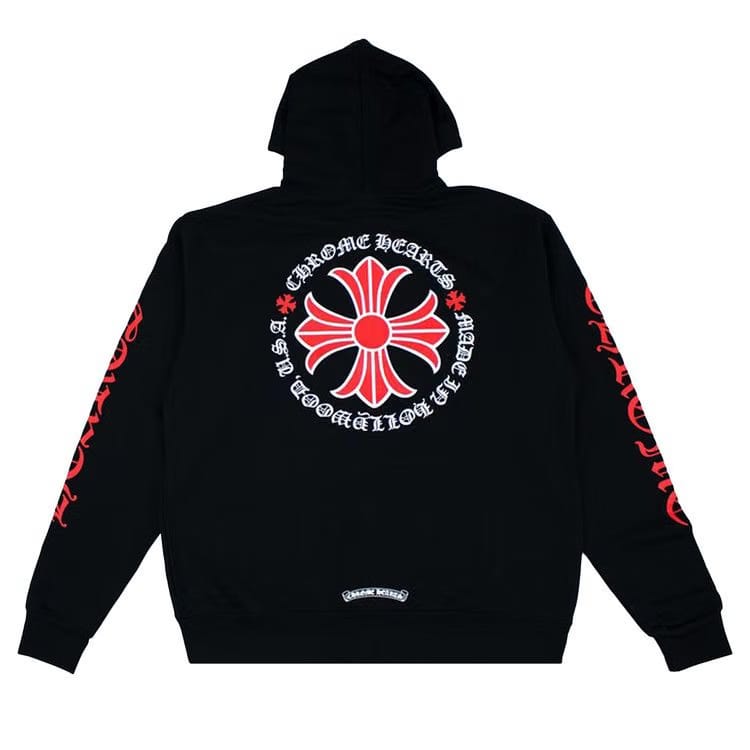 Chrome Hearts Made In Hollywood Plus Cross Zip Up Hoodie Black/Red