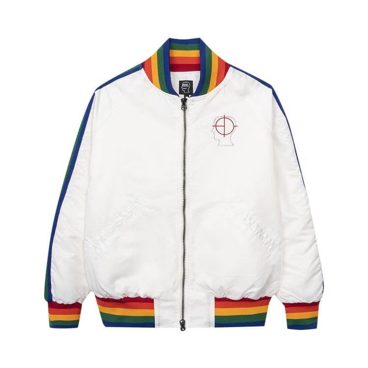 Brain Dead Brain Dead Records Embroidered Satin Club Jacket White