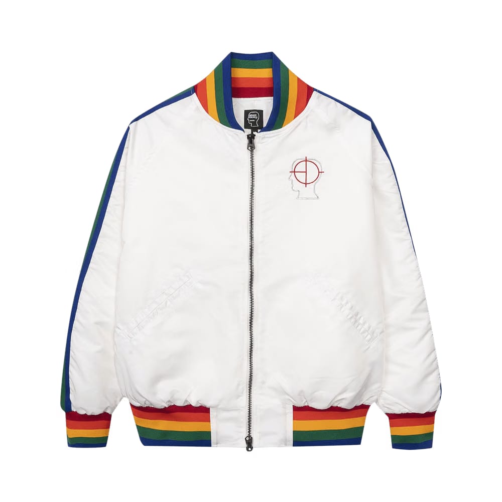 Brain Dead Brain Dead Records Embroidered Satin Club Jacket White
