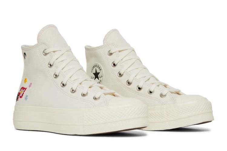 Converse Wmns Chuck Taylor All Star Lift Platform High 'Floral Embroidery - Egret'