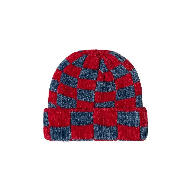 Stussy Crochet Checkered Beanie Red