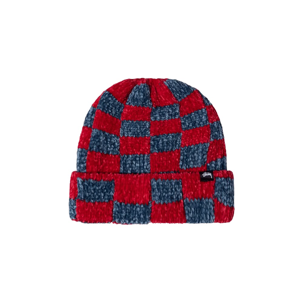 Stussy Crochet Checkered Beanie Red