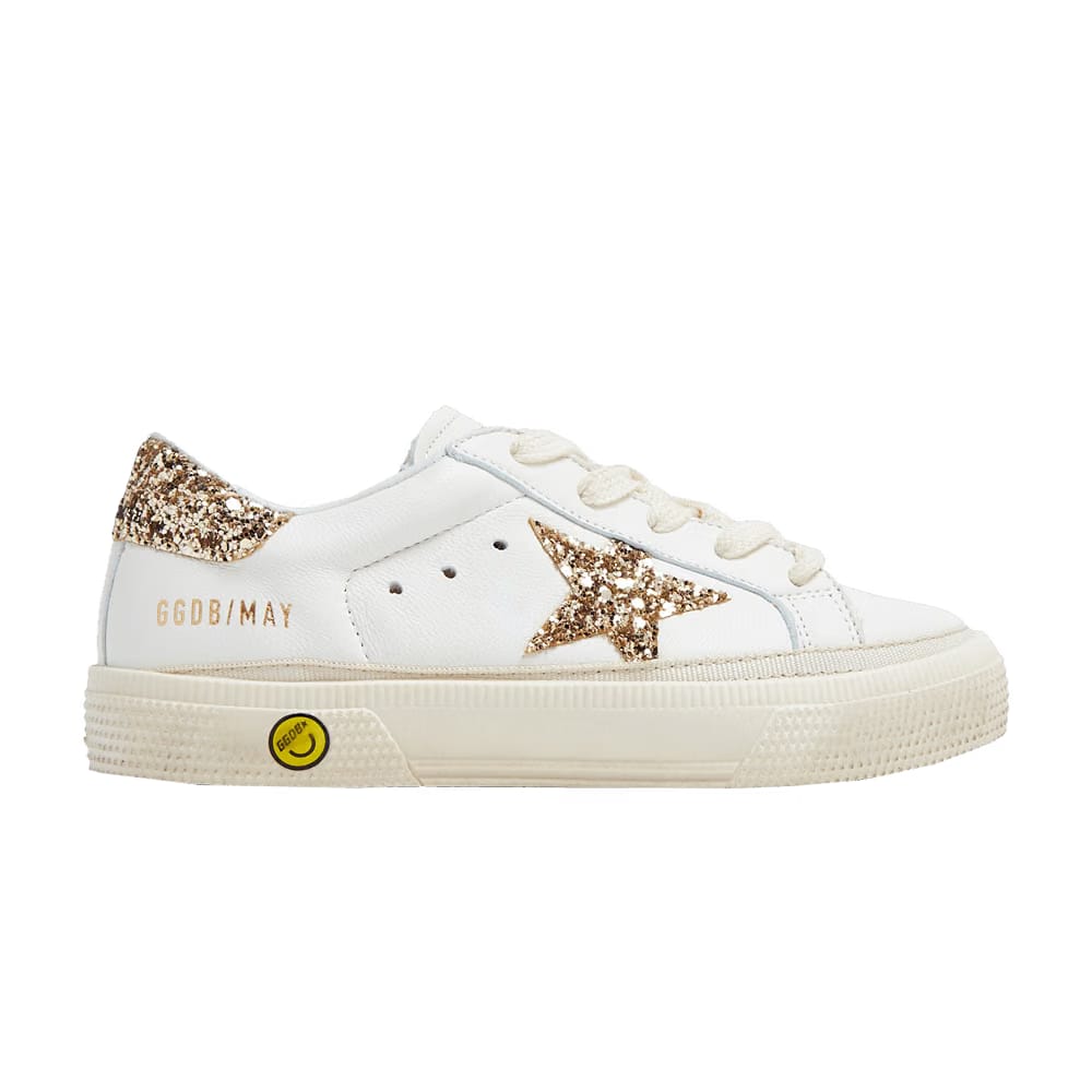 Golden Goose May Kids White Gold Glitter