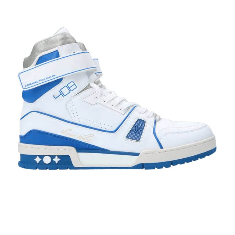 Louis Vuitton Trainer Sneaker Boot High White Blue