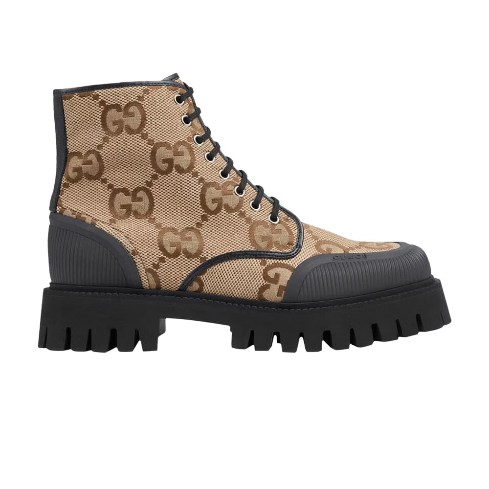 Gucci Lace Up Boot Maxi GG - Camel