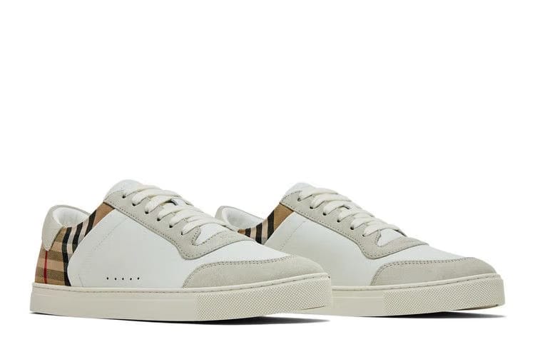 Burberry Check Panelled Sneakers Natural White Archive Beige
