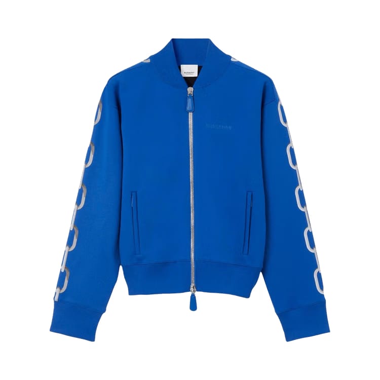 Burberry Logo Embroidered Zipped Track Jacket True Cobalt