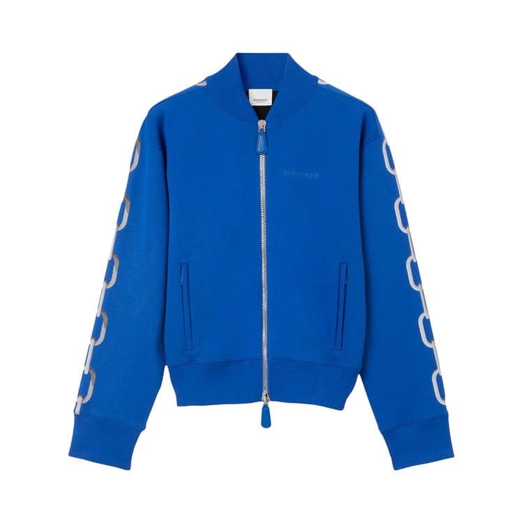 Burberry Logo Embroidered Zipped Track Jacket True Cobalt