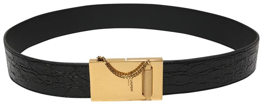 Saint Laurent Chaine Et Baton Buckle Belt Noir