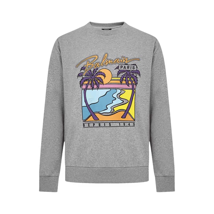 Balmain Printed Sweatshirt Gris Chiné