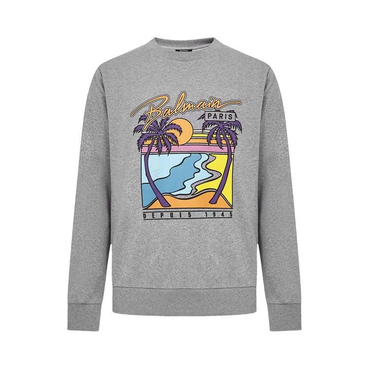 Balmain Printed Sweatshirt Gris Chiné