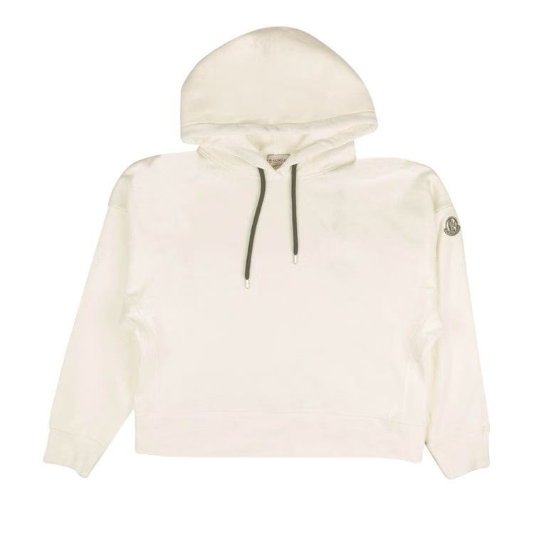 Moncler Metallic Logo Lettering Hoodie Sweatshirt White