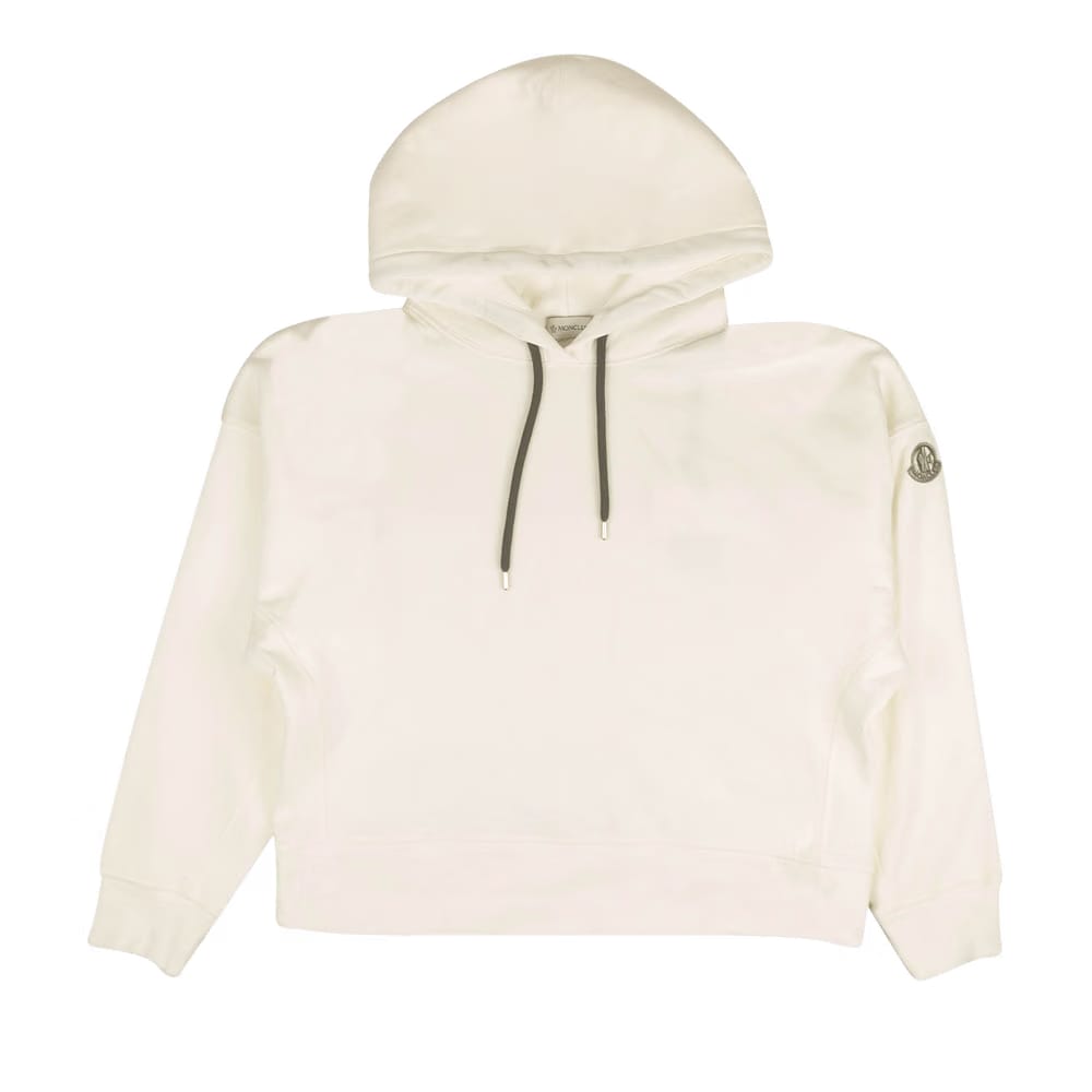 Moncler Metallic Logo Lettering Hoodie Sweatshirt White