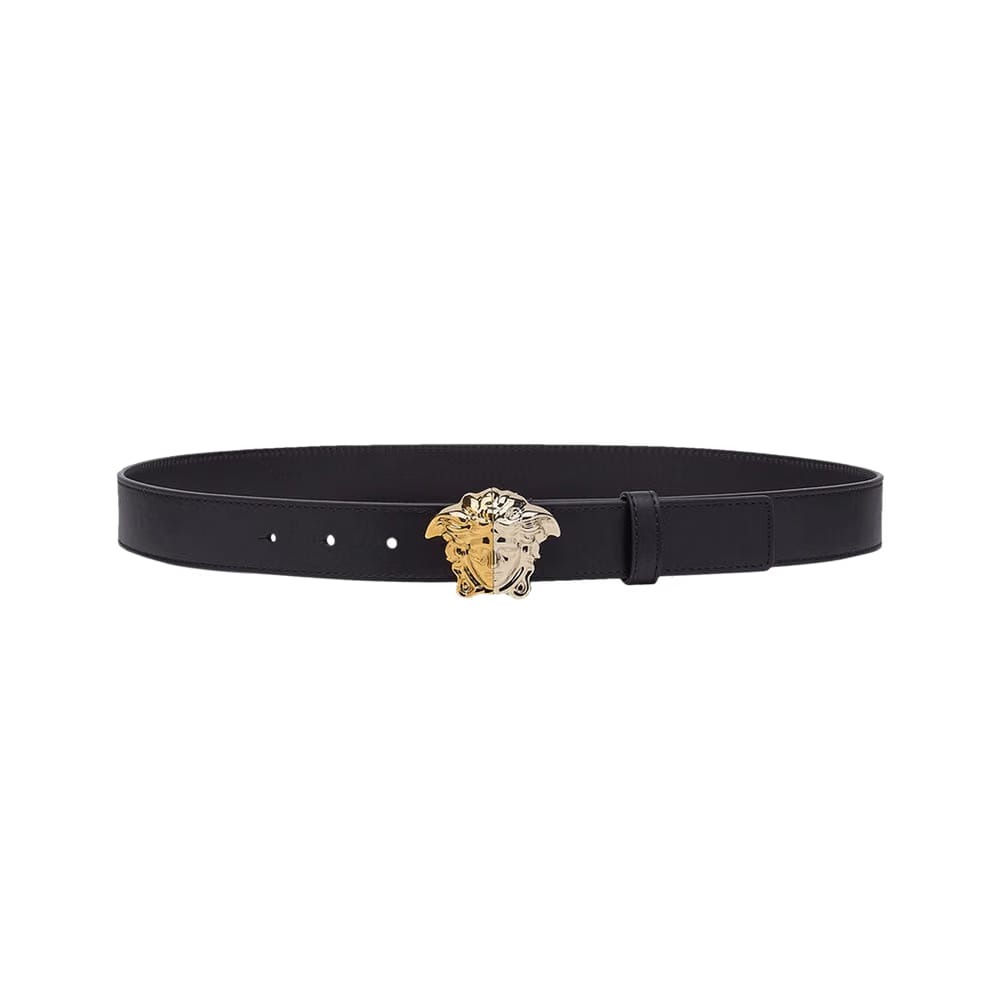 Versace Palazzo Demi Leather Thin Belt Black