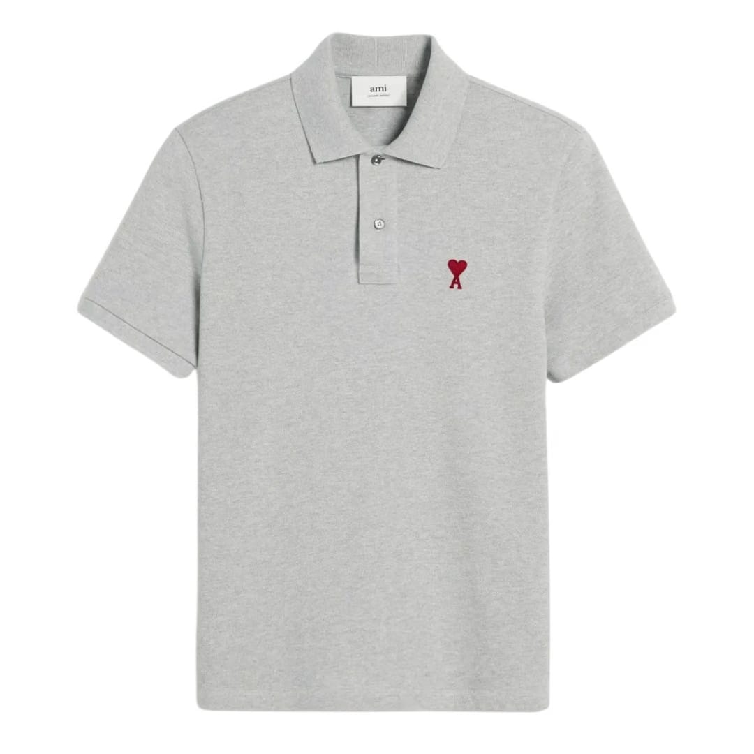 Grey Cotton Ami de Coeur Polo Shirt Ami de Coeur polo shirt in organic cotton pique