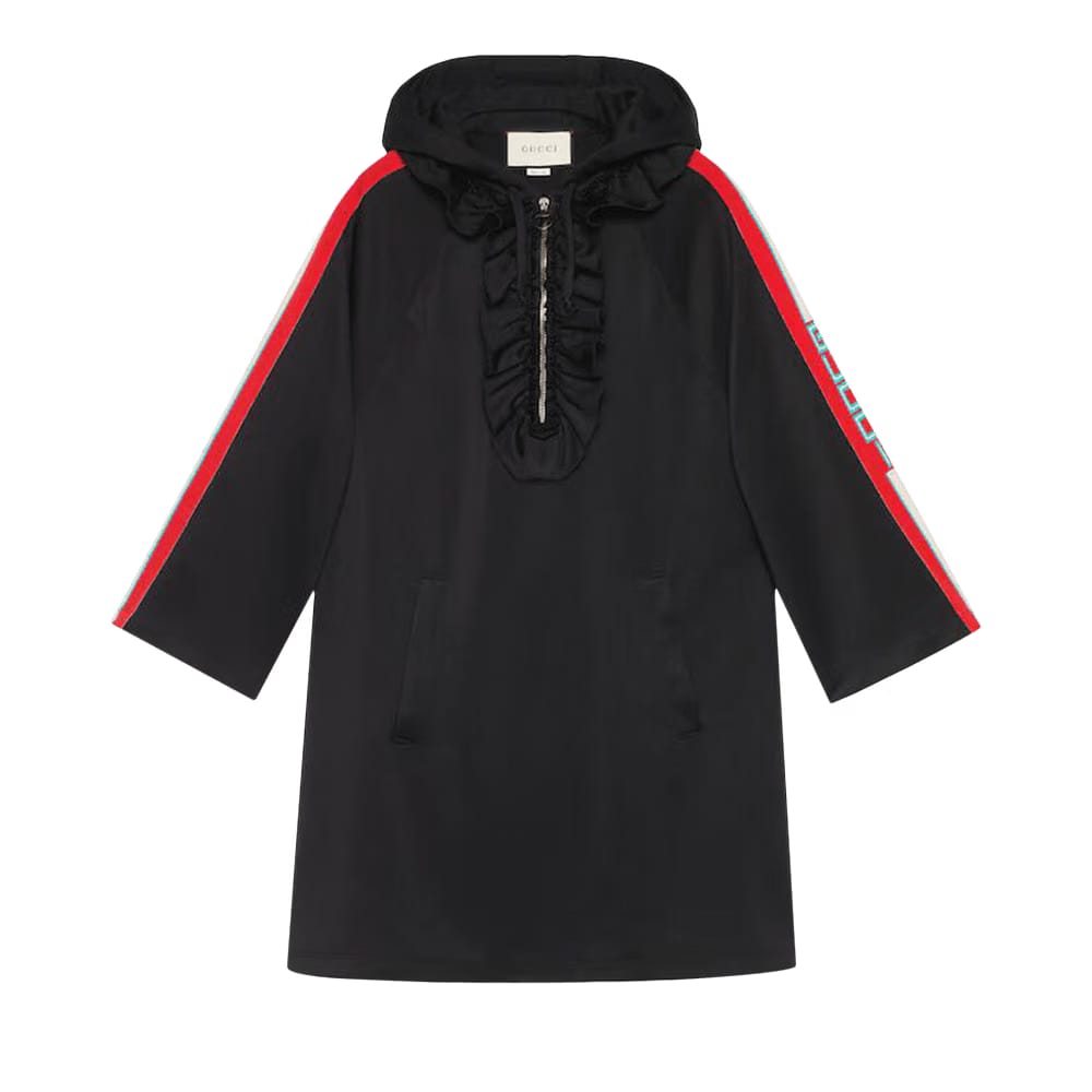 Gucci Web Trim Puff Sleeve Dress Black