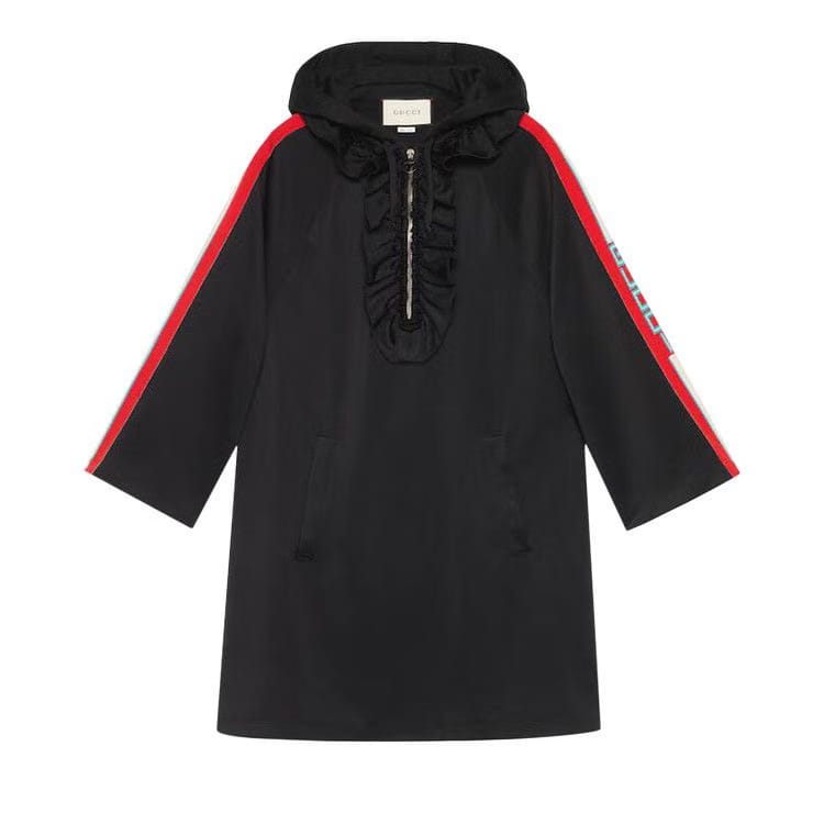 Gucci Web Trim Puff Sleeve Dress Black