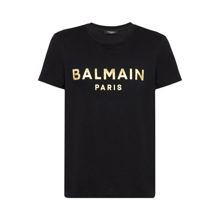 Balmain Logo Print T-Shirt Black/Gold