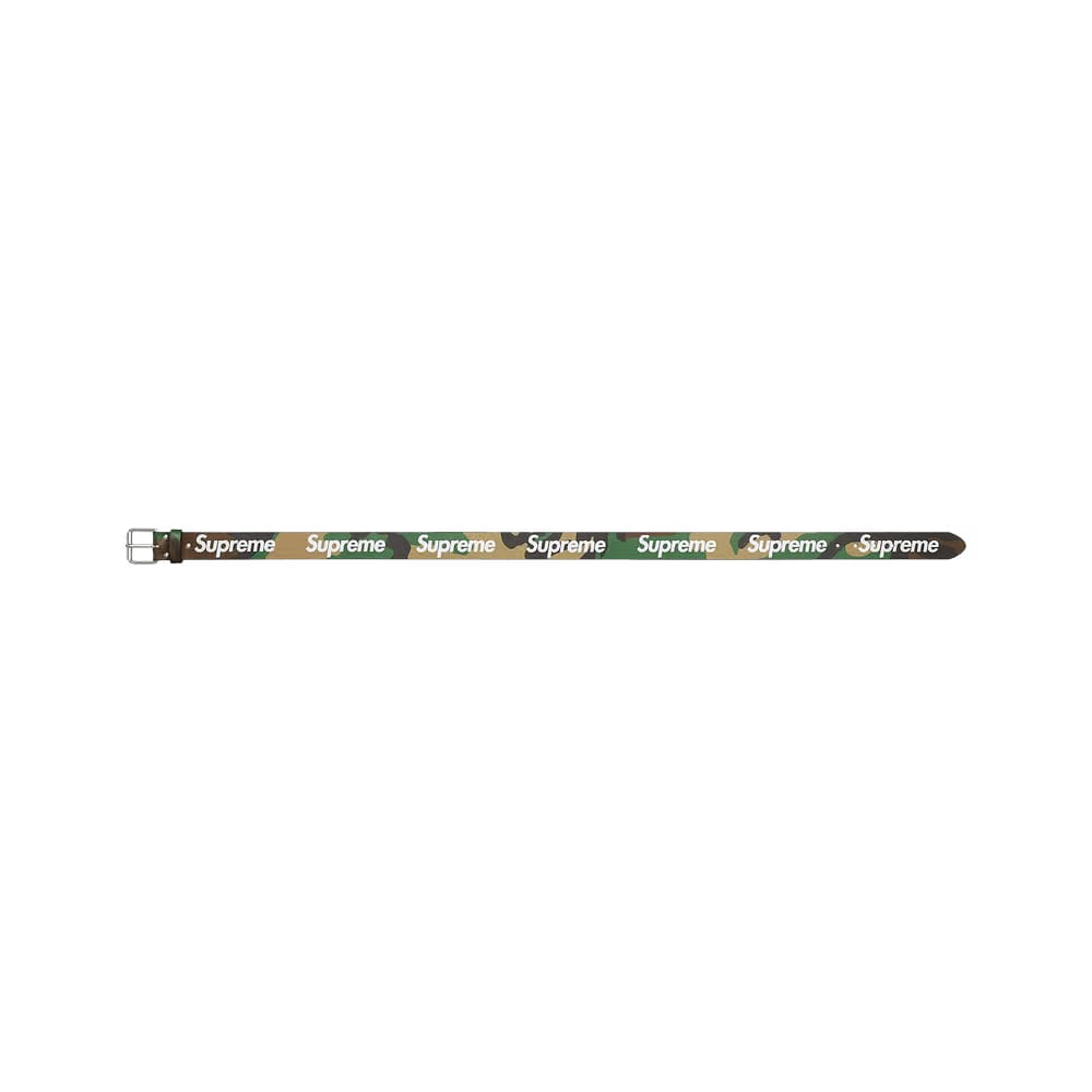 Supreme Repeat Leather Belt Woodland Camo