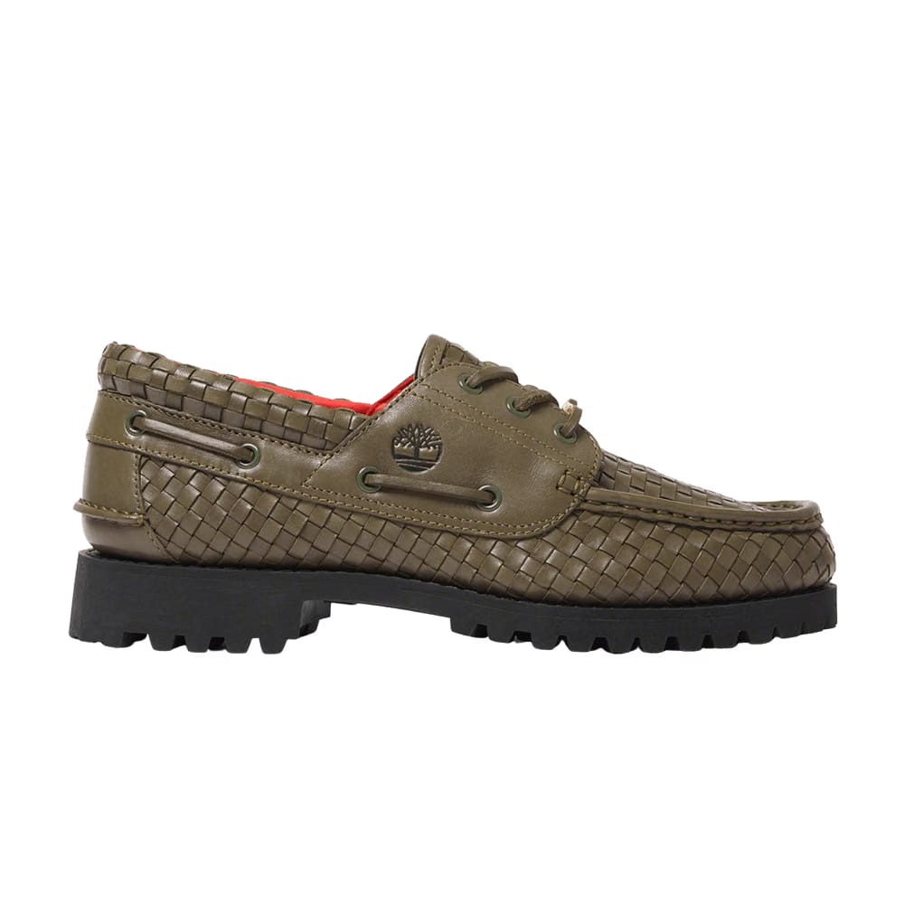 Supreme x Timberland 3-Eye Classic Lug Olive Woven Leather