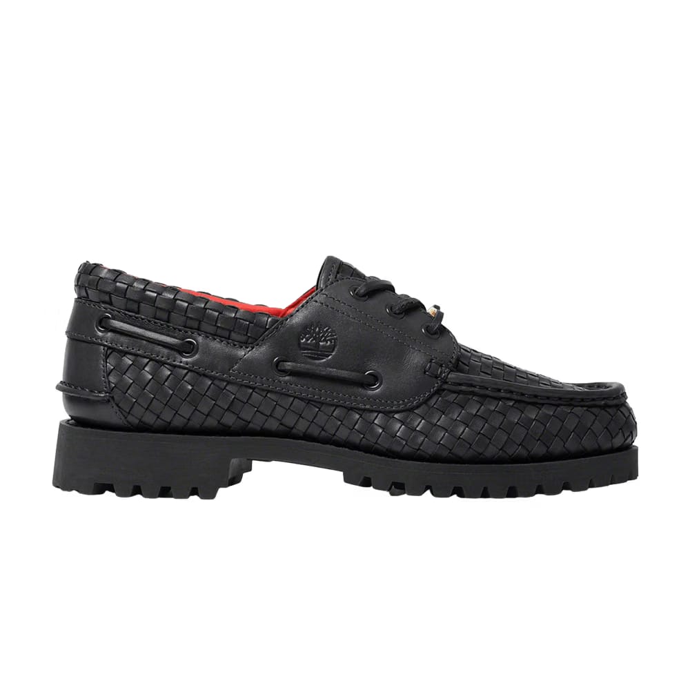 Supreme x Timberland 3-Eye Classic Lug Black Woven Leather