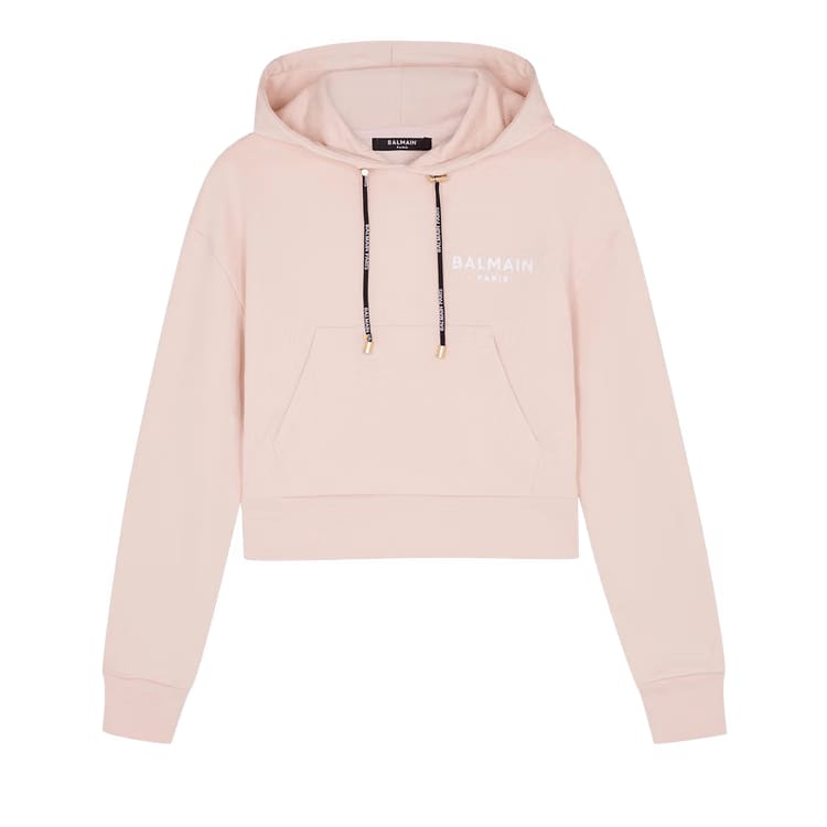 Balmain Eco Designed Hoodie With Flocked Logo Pink