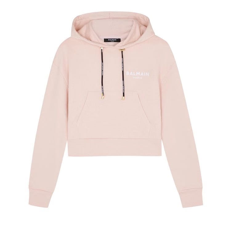Balmain Eco Designed Hoodie With Flocked Logo Pink