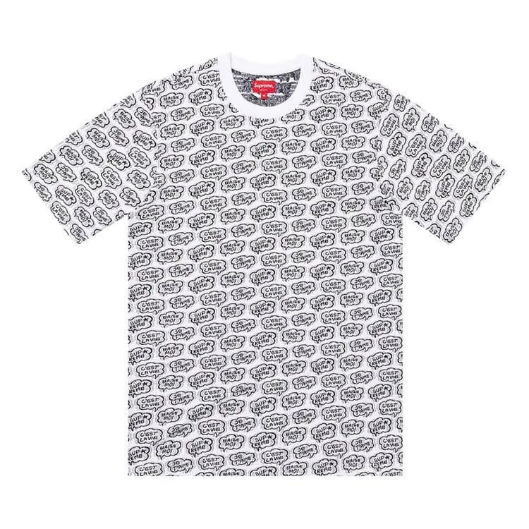 Supreme Word Bubble Jacquard Shorts-Sleeve Top White