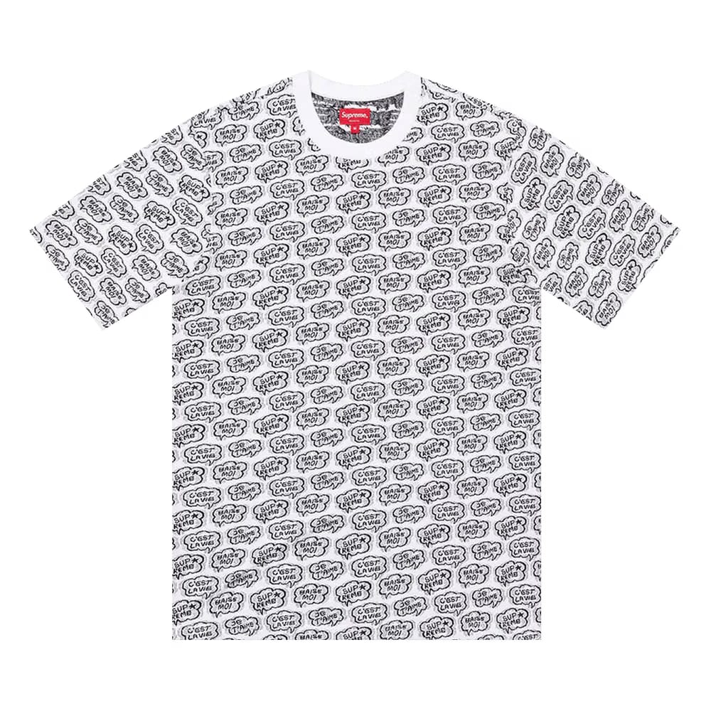 Supreme Word Bubble Jacquard Shorts-Sleeve Top White