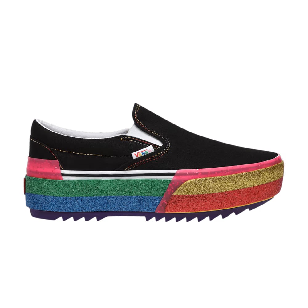 Vans Classic Slip-On Stacked Platform Glitter - Black Rainbow