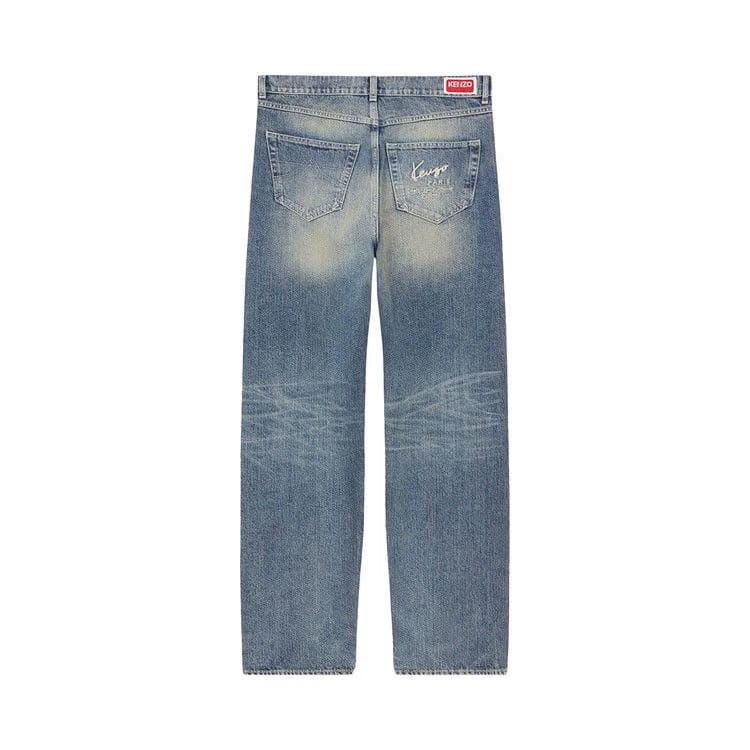 Kenzo Asagao Straight Fit Jeans Stone Bl Dirty Blue Denim